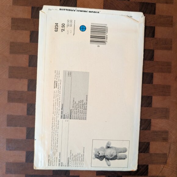 VINTAGE Butterick 6234 Wish Bear - Uncut - Care Bears - circa 1983 - Picture 2 of 3